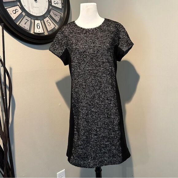 J Crew Black and White Wool Tweed Career Above Knee Sheath Dress Size 8 - Picture 1 of 8